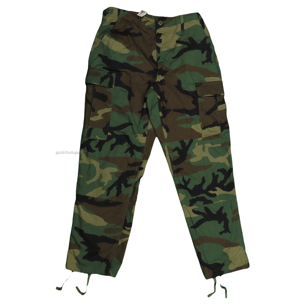 90s Vintage Military Army Streetwear Woodland Camouflage Camo Cargo Pants 28